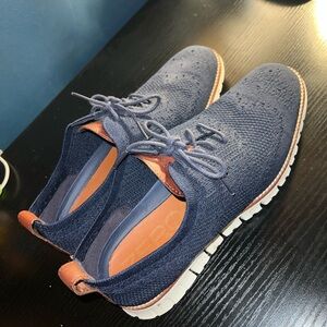 Cole Haan Blue Sneakers with Textured Fabric and Thick White Sole, *WORN ONCE*